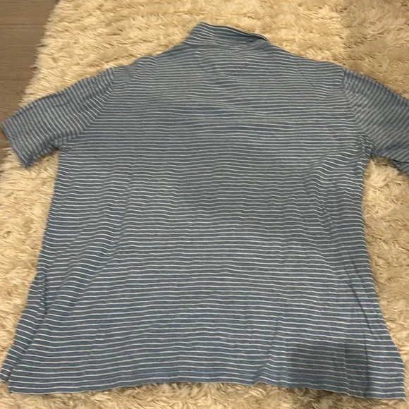 Faherty Men's Cloud Cotton Blue Stripe Short Sleeve Polo Shirt Size xl - Picture 4 of 4